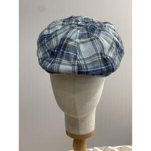 Goorin Hat Cap Newsboy Mens Medium Blue Plaid Lined Casual Driver
